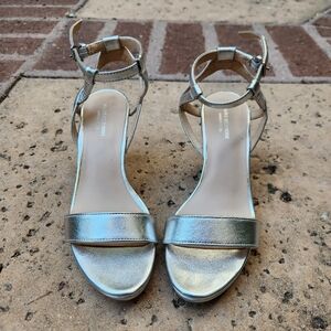 Marc new york andrew marc silver strappy open-toe heels
